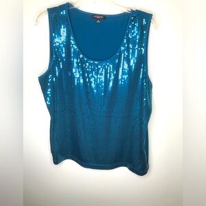 ✨ Notations Woman Teal Sequin Sleeveless Blouse – Size 3X ✨